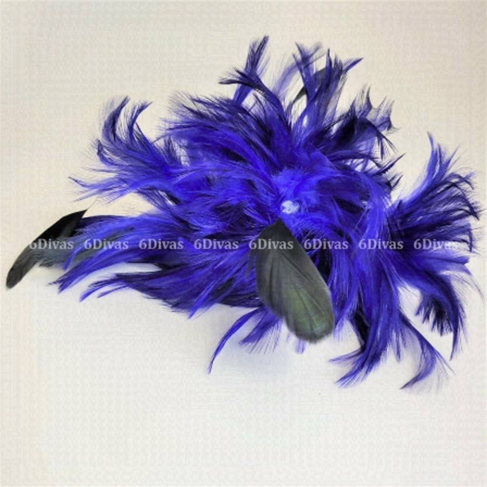Royal Blue Feathers Fascinator With Hair Clip